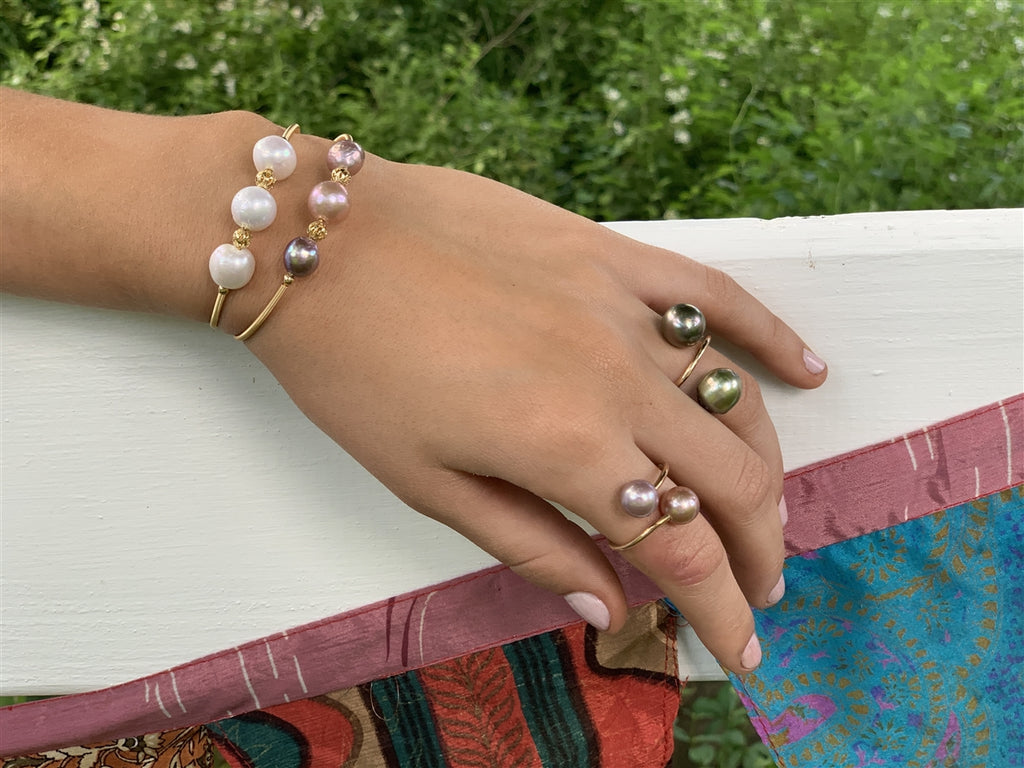 Ohana Freshwater Pearl Single Wrap 14k Gold Filled Ring Blush