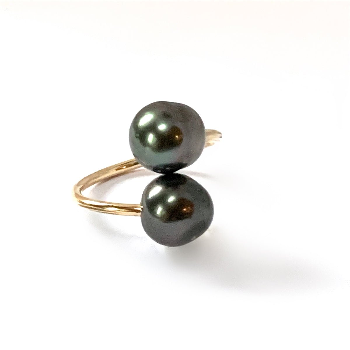 Ohana Tahitian Pearl 14k Gold Filled Double Wrap Ring by Wendy Mignot
