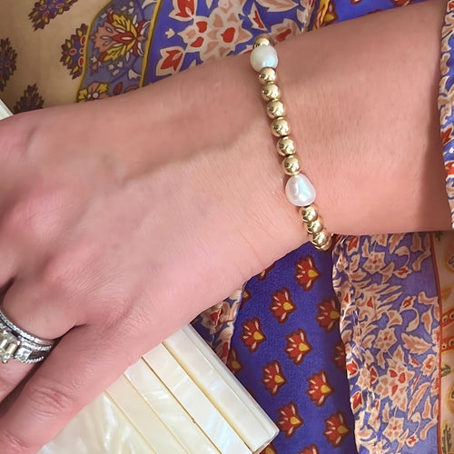 Cartagena 14k Gold-Filled Bead Bracelet with Four Freshwater Pearls