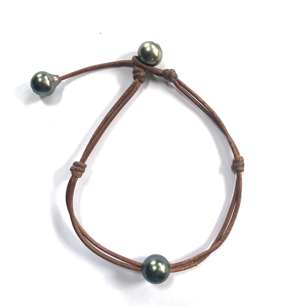 Fine Pearls and Leather Jewelry by Designer Wendy Mignot Santorini Tahitian Pearl Anklet