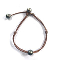 Fine Pearls and Leather Jewelry by Designer Wendy Mignot Santorini Tahitian Pearl Anklet