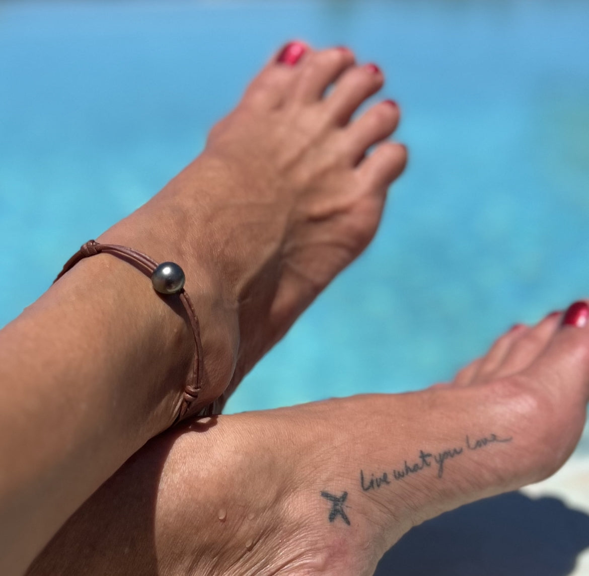 Wendy Mignot Santorini Tahitian Pearl and Leather Anklet