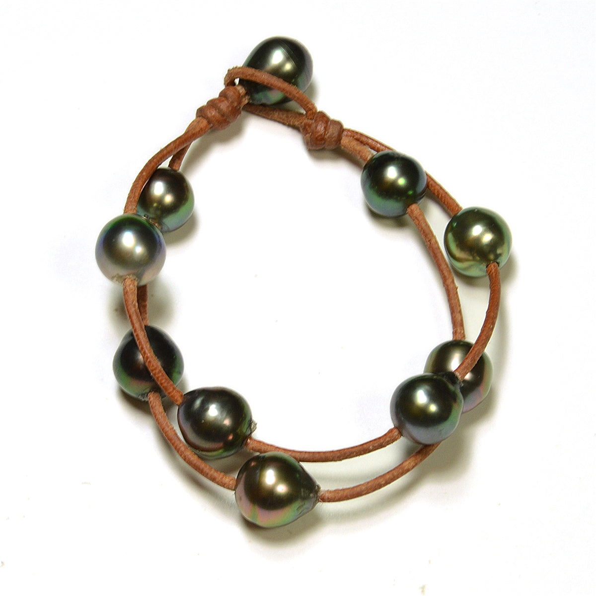photo of Wendy Mignot Music Two Strand Tahitian Pearl and Leather Bracelet