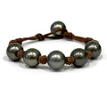photo of Wendy Mignot Bora Bora Five Tahitian Pearl and Leather Breezy Bracelet with Knots