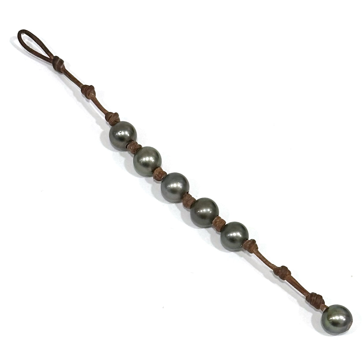 Wendy Mignot Bora Bora Five Tahitian Pearl and Leather Breezy Bracelet with Knots