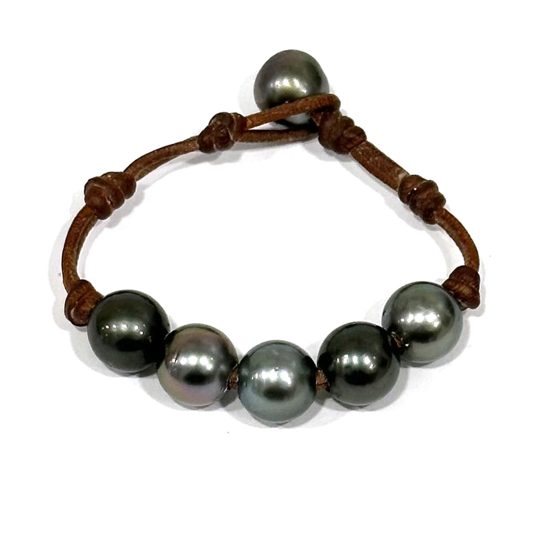 Wendy Mignot Bora Bora Five Tahitian Pearl and Leather Breezy Bracelet