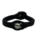 Laredo Tahitian Pearl and Leather Braided Bracelet with Silver Accents 4