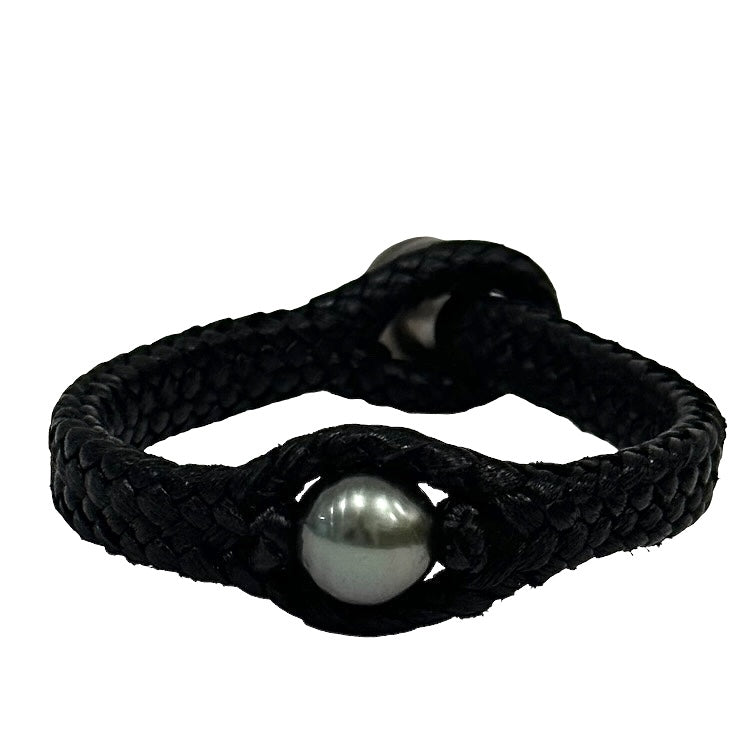 photo of Wendy Mignot Laredo Tahitian Pearl and Leather Braided Bracelet  4