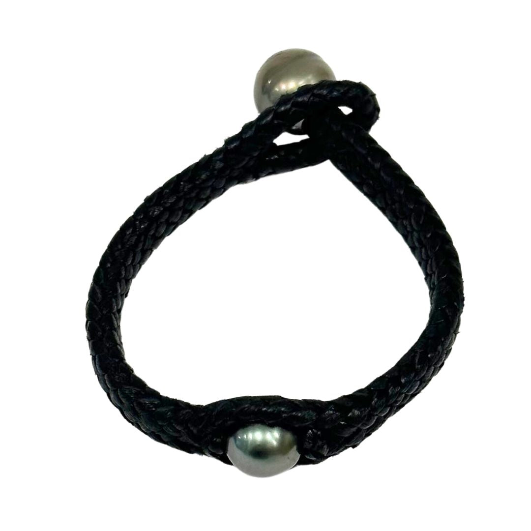 Wendy Mignot Laredo Tahitian Pearl and Leather Braided Bracelet 4