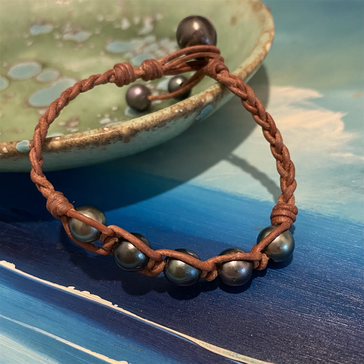 Wendy Mignot Mover and Shaker Tahitian Pearl and Leather Bracelet