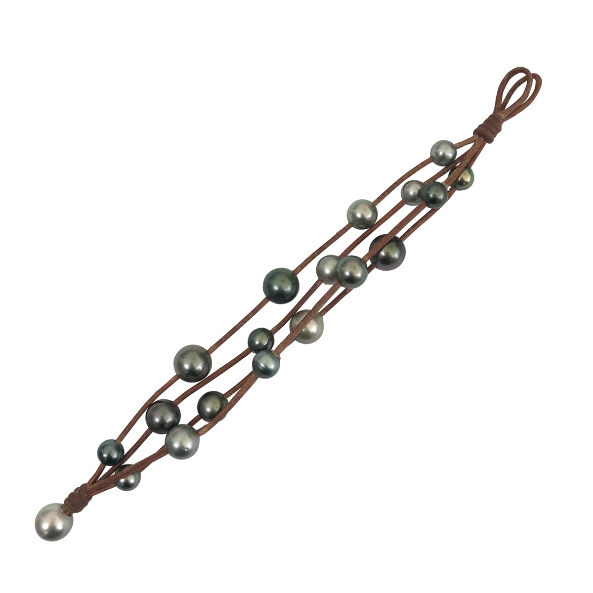 Wendy Mignot Music Four Strand Tahitian Pearl and Leather Bracelet