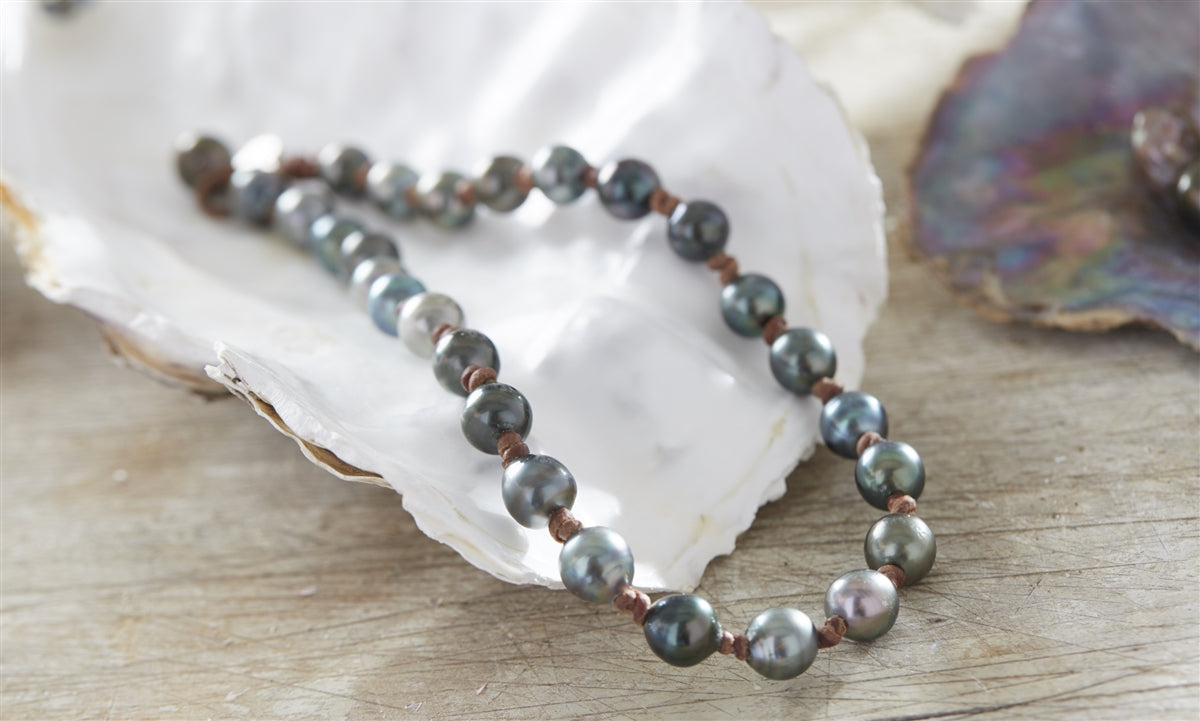 Wendy Mignot All Around the World Tahitian Pearl and Leather Necklace