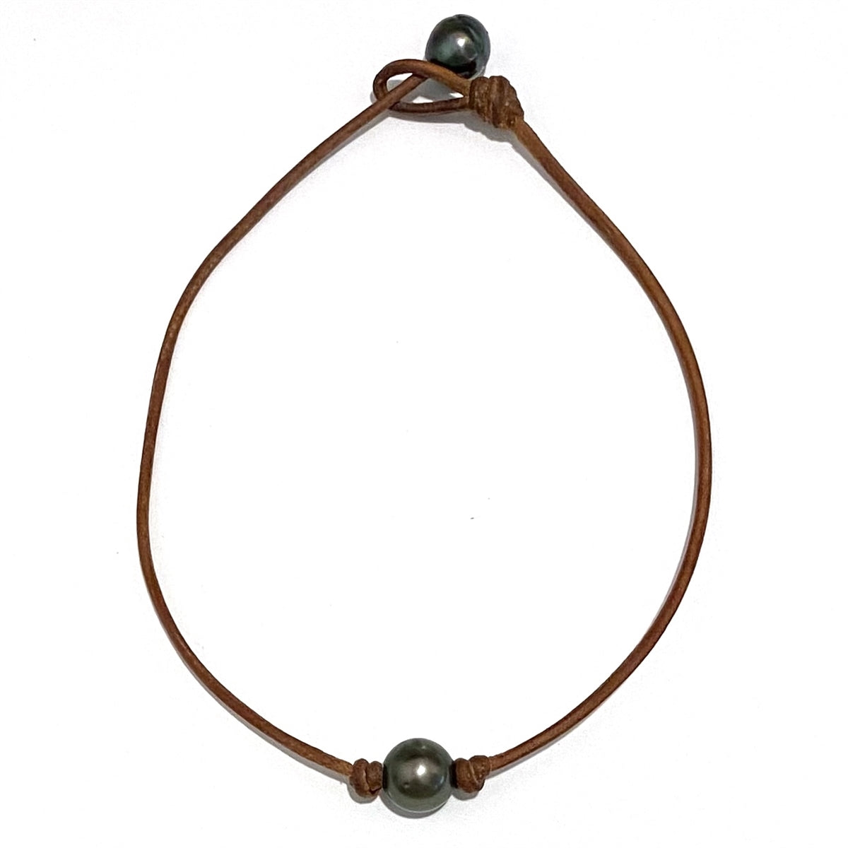 Fine Pearls and Leather Jewelry by Designer Wendy Mignot Bebe Single Tahitian Necklace