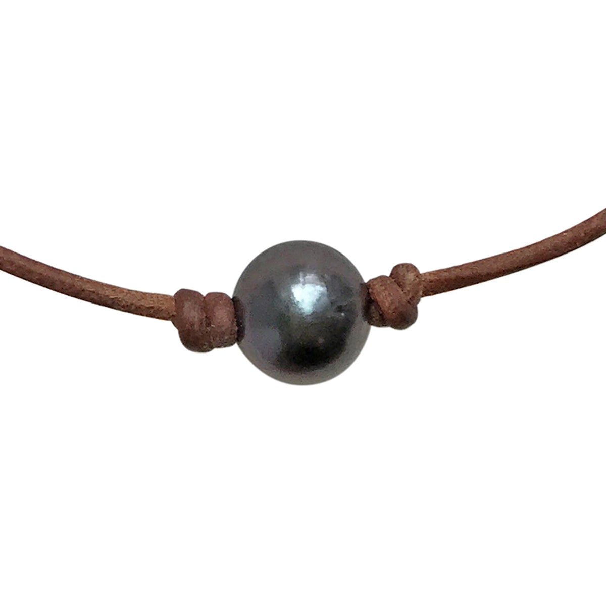 Wendy Mignot Baby Single Tahitian Pearl and Leather Necklace