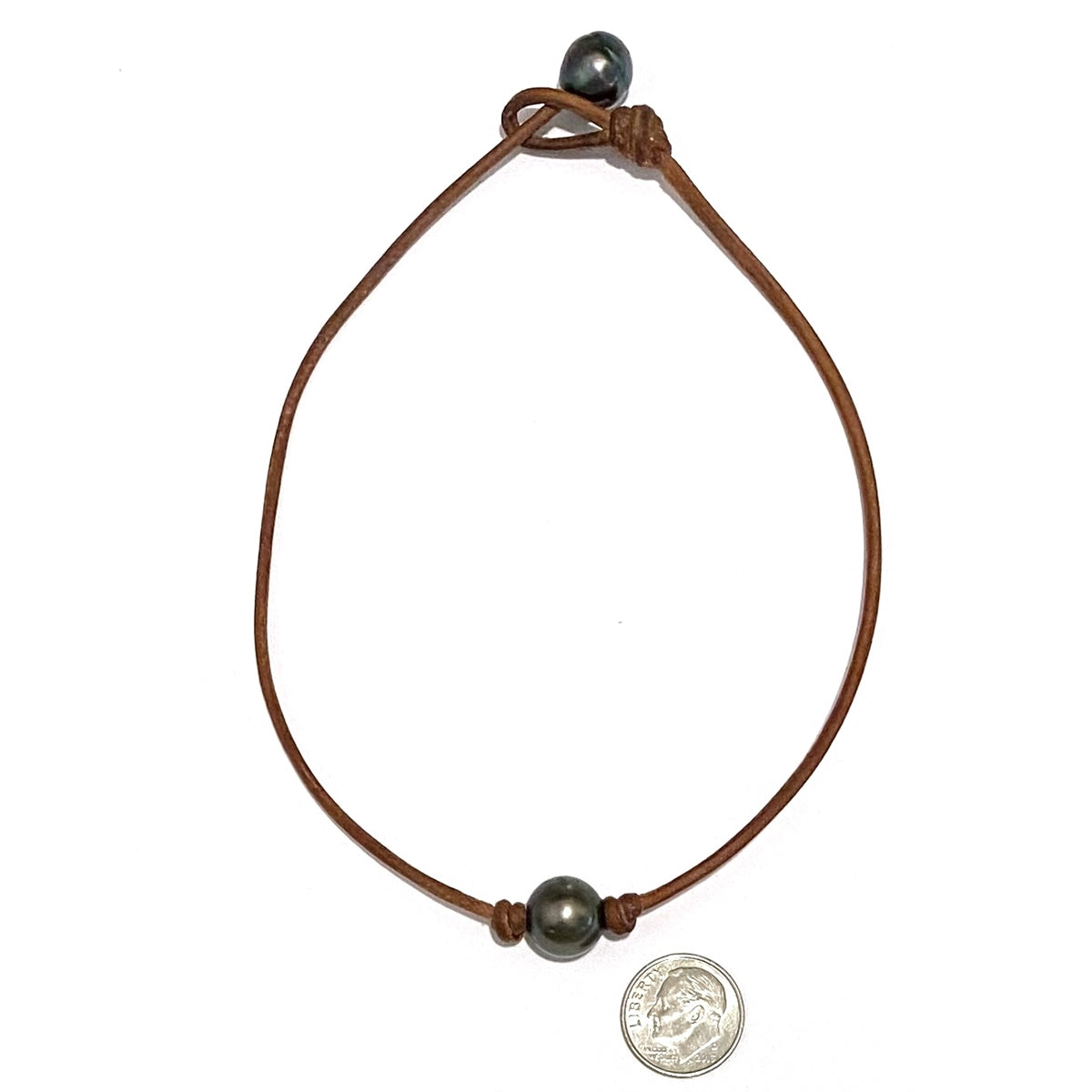 Wendy Mignot Baby Single Tahitian Pearl and Leather Necklace