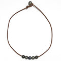photo of Wendy Mignot Breezy Five Pearl Tahitian Pearl and Leather Necklace