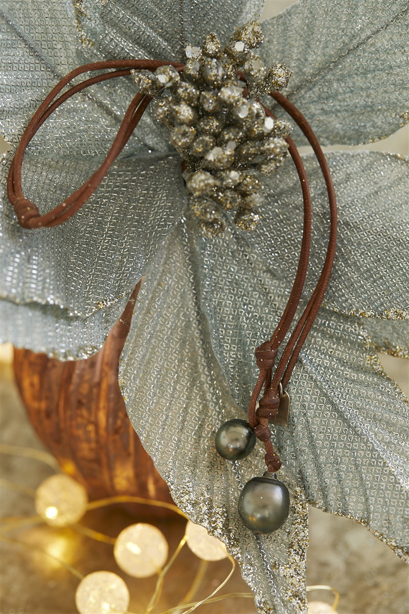 Wendy Mignot Carter Noir Tahitian Pearl and Leather Necklace