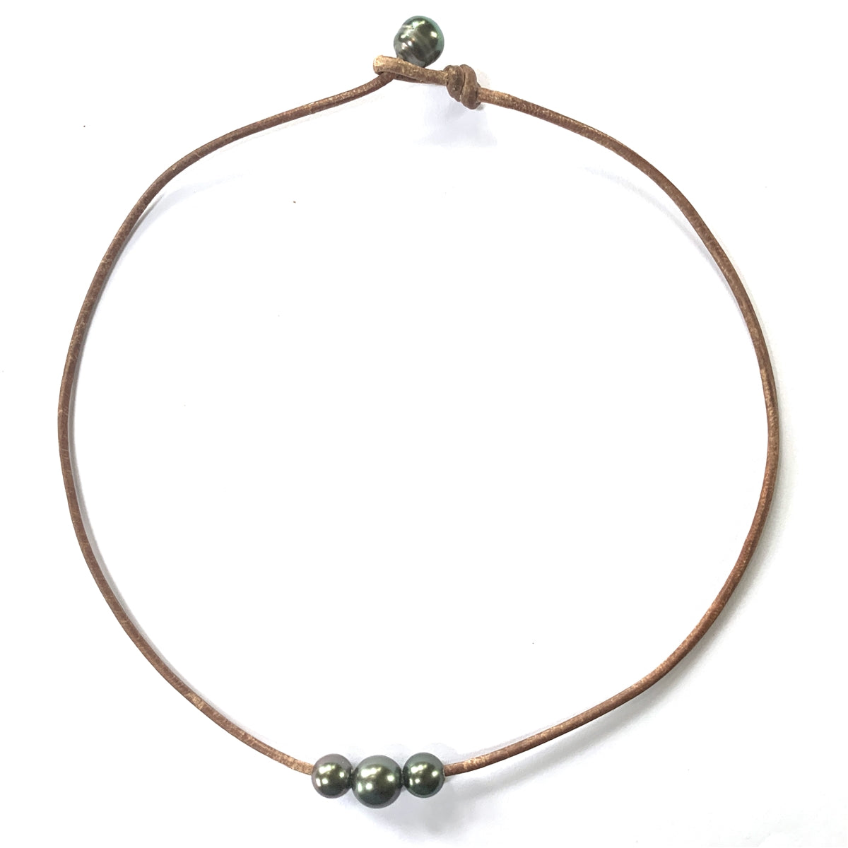 Fine Pearls and Leather Jewelry by Designer Wendy Mignot Daisy Tahitian Pearl Necklace
