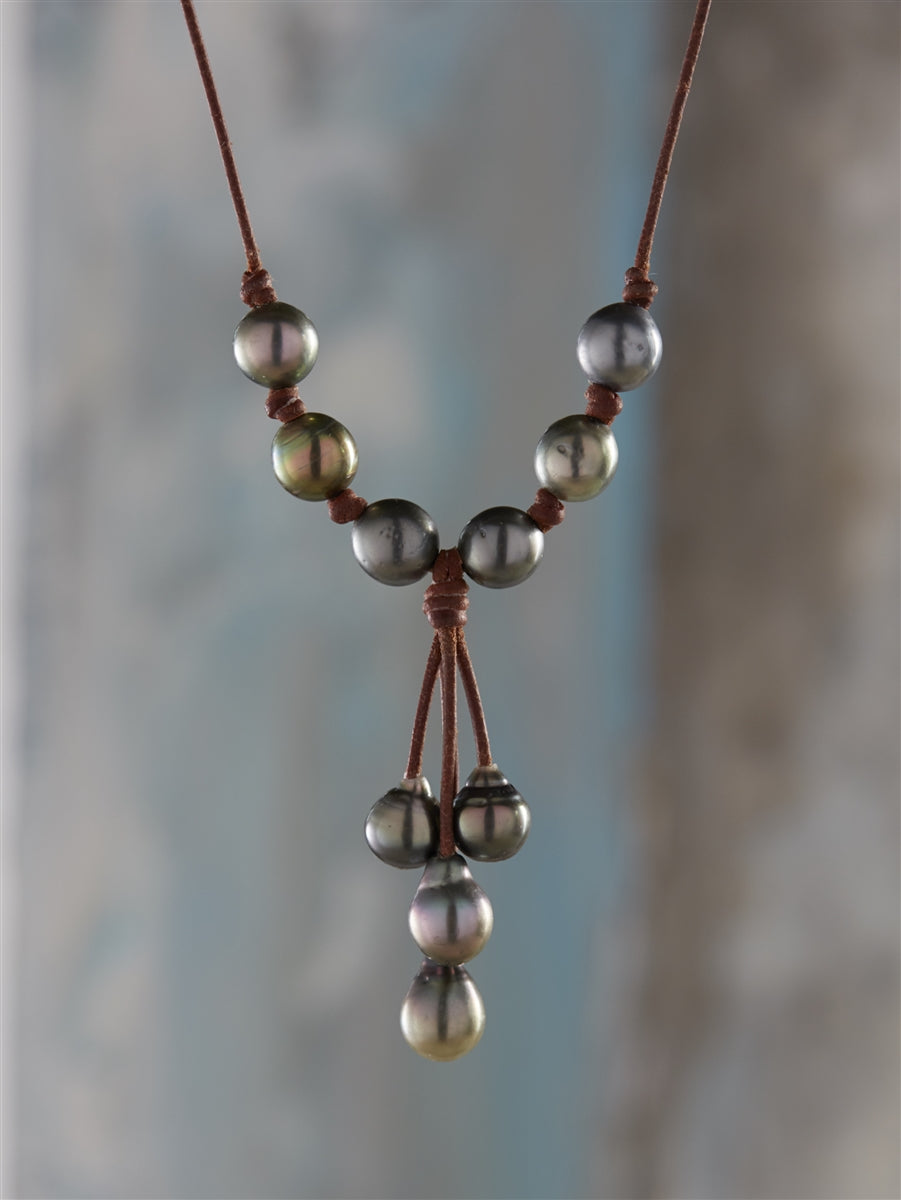 Wendy Mignot Maiko Tahitian Pearl and Leather Necklace