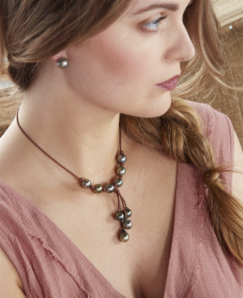 Wendy Mignot Maiko Tahitian Pearl and Leather Necklace