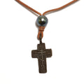Fine Pearls and Leather Jewelry by Designer Wendy Mignot Russian Cross Tahitian Necklace