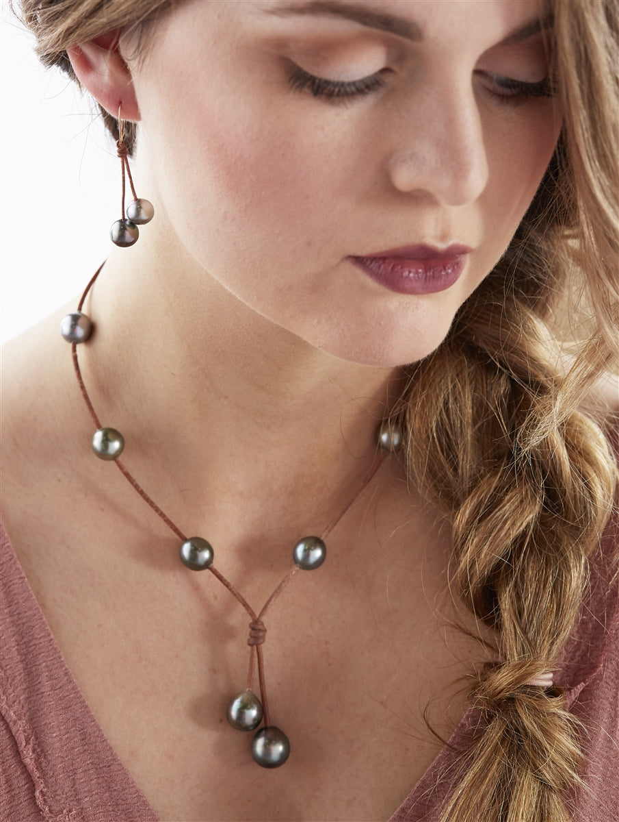 Wendy Mignot Seacrest Tahitian Pearl and Leather Necklace