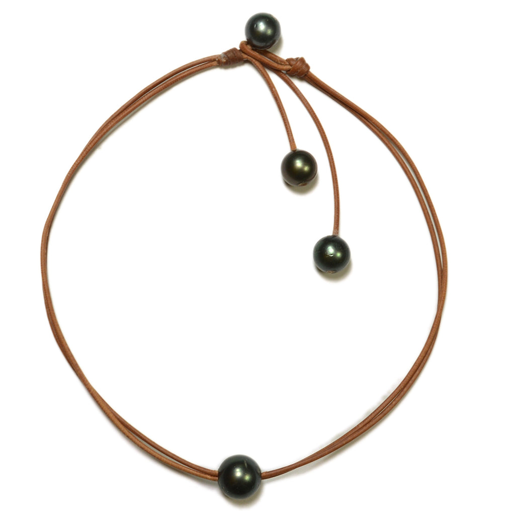 photo of Wendy Mignot Signature Tahitian Pearl and Leather Necklace
