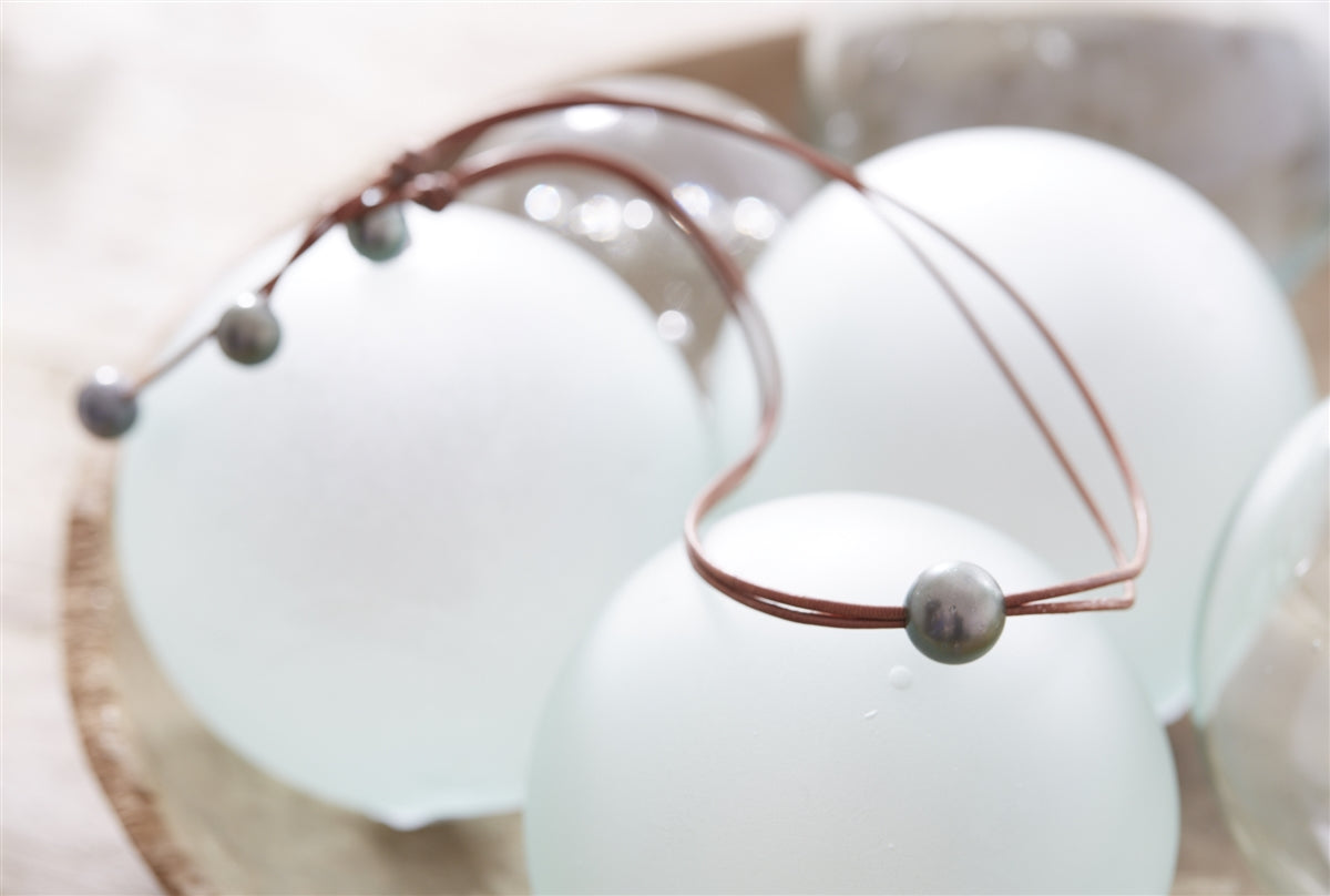 Wendy Mignot Signature Tahitian Pearl and Leather Necklace
