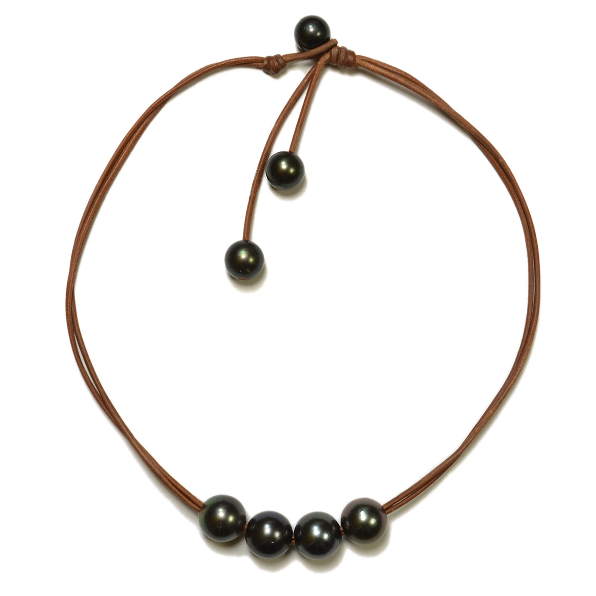 photo of Wendy Mignot Violet Versatile Four Pearl and Leather Tahitian Pearl Necklace