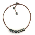 photo of Wendy Mignot Violet Versatile Six Tahitian Pearl and Leather Necklace
