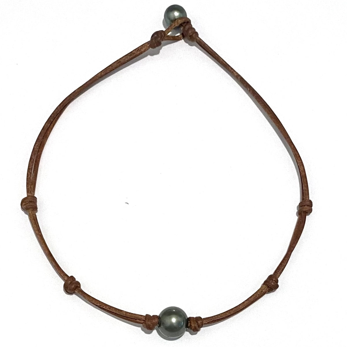 photo of Wendy Mignot Zak Tahitian Pearl and Leather Necklace with Knots