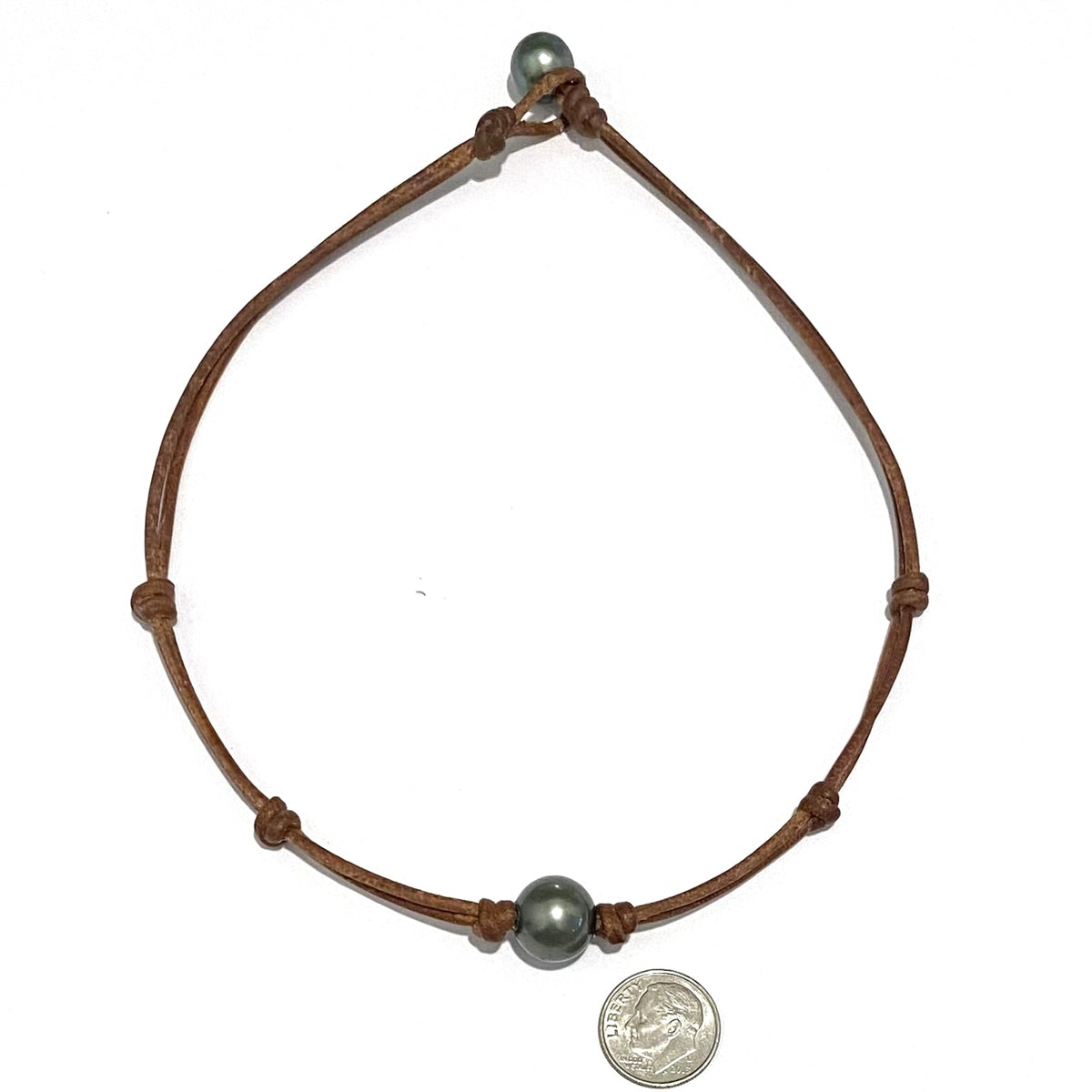 Wendy Mignot Zak Tahitian Pearl and Leather Necklace with Knots