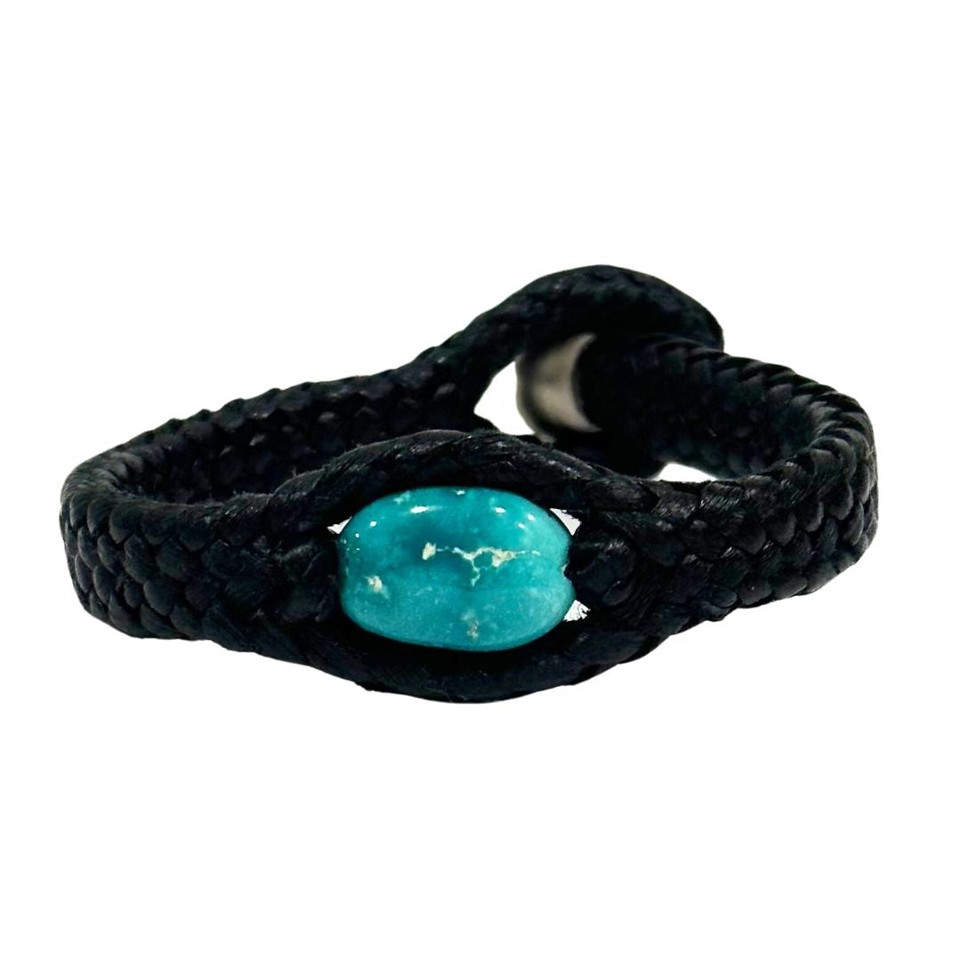 photo of Wendy Mignot Laredo Turquoise and Tahitian Pearl and Leather Braided Bracelet