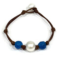 Blue Mountain Beach Sea Glass and Pearl Bracelet