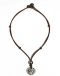 Ancient Egyptian Ashkelon Silver Coin with Tahitian Pearls and Leather Necklace