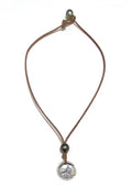 Ancient Greek Boy on Dolphin  Coin with Tahitian Pearl and Leather Necklace by Wendy Mignot