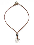 Ancient Greek Boy on Dolphin  Coin with Tahitian Pearl and Leather Necklace by Wendy Mignot