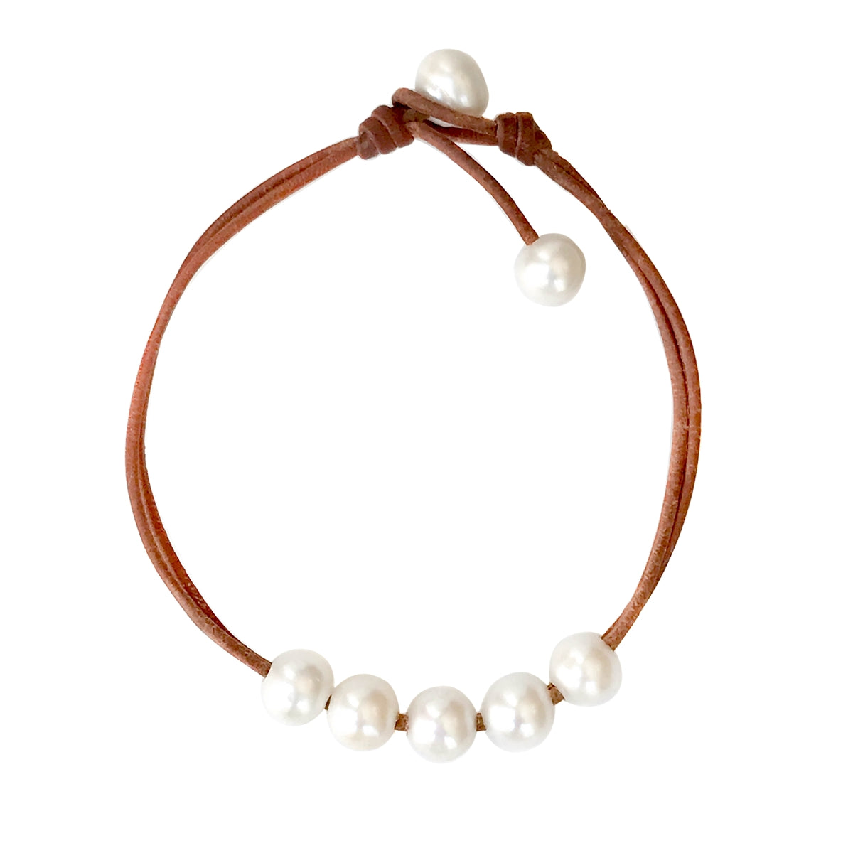 Fine Pearls and Leather Jewelry by Designer Wendy Mignot Andros Freshwater Pearl Anklet
