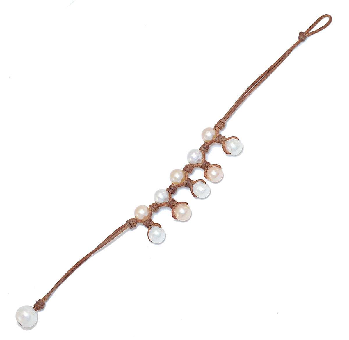 Wendy Mignot Kea Freshwater Pearl and Leather Anklet Multicolor