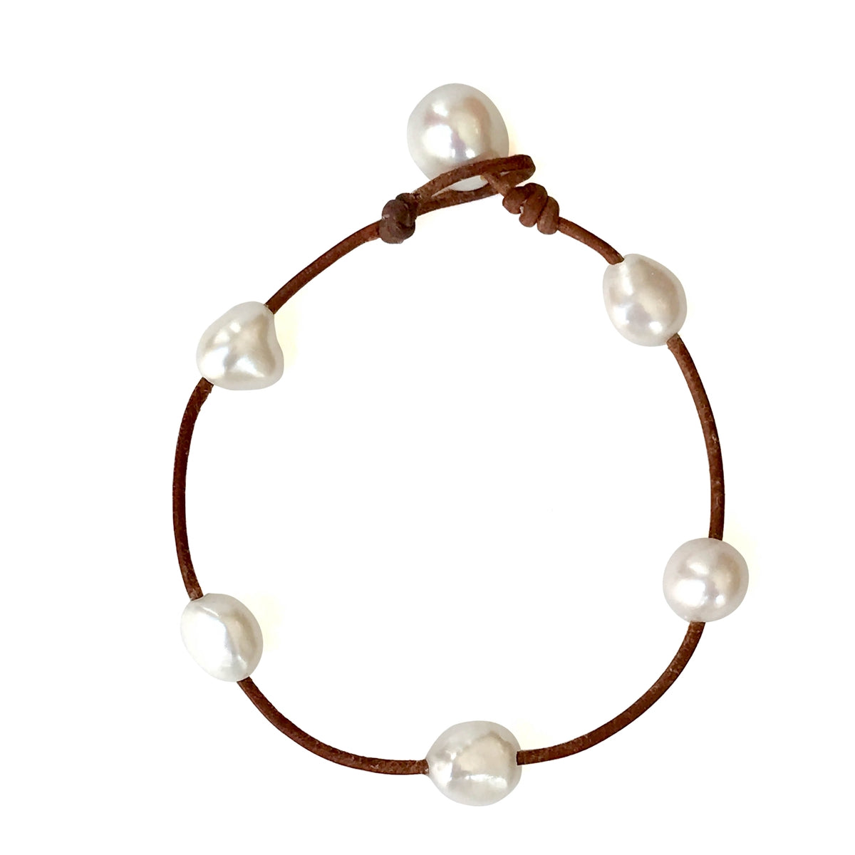Fine Pearls and Leather Jewelry by Designer Wendy Mignot Milos Freshwater Pearl Anklet