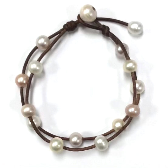Fine Pearls and Leather Jewelry by Designer Wendy Mignot Music Freshwater Pearl Anklet