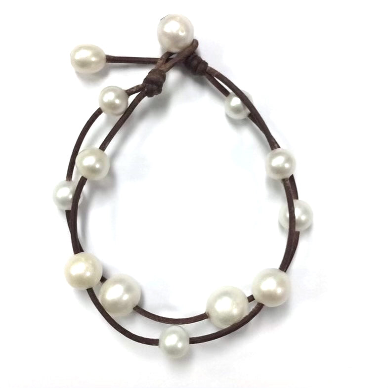 Fine Pearls and Leather Jewelry by Designer Wendy Mignot Music Freshwater Pearl Anklet