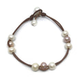 Fine Pearls and Leather Jewelry by Designer Wendy Mignot Naxos Freshwater Pearl Anklet Multicolor