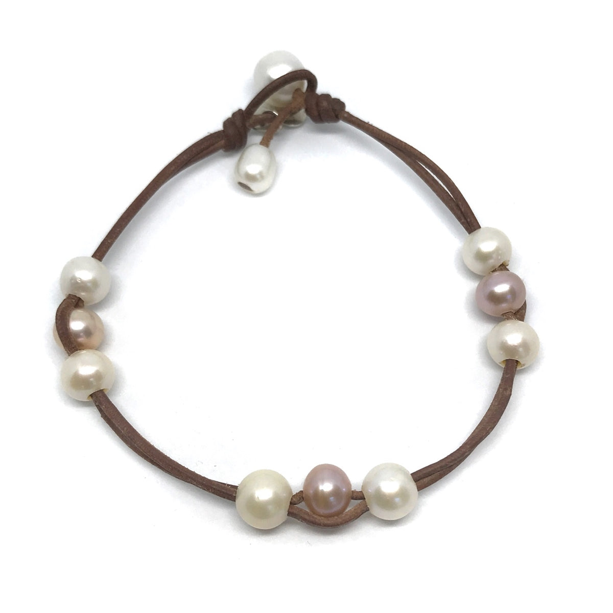 Fine Pearls and Leather Jewelry by Designer Wendy Mignot Naxos Freshwater Pearl Anklet Multicolor