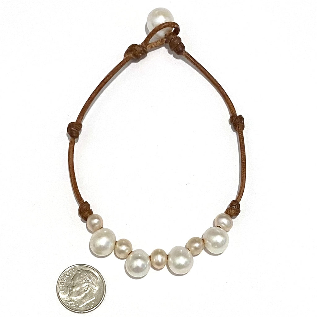Wendy Mignot Paros Freshwater Pearl and Leather Anklet Multicolor