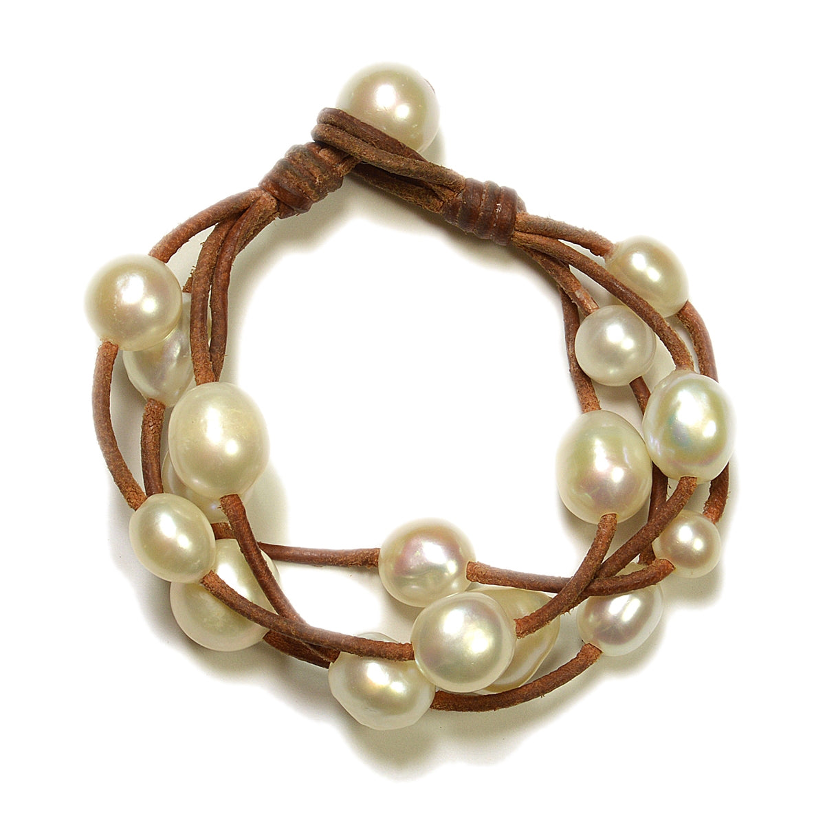 Wendy Mignot | Music Four Strand Freshwater pearl and Leather