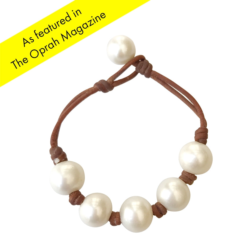 Wendy Mignot | Breezy Five Pearl Freshwater pearl and Leather