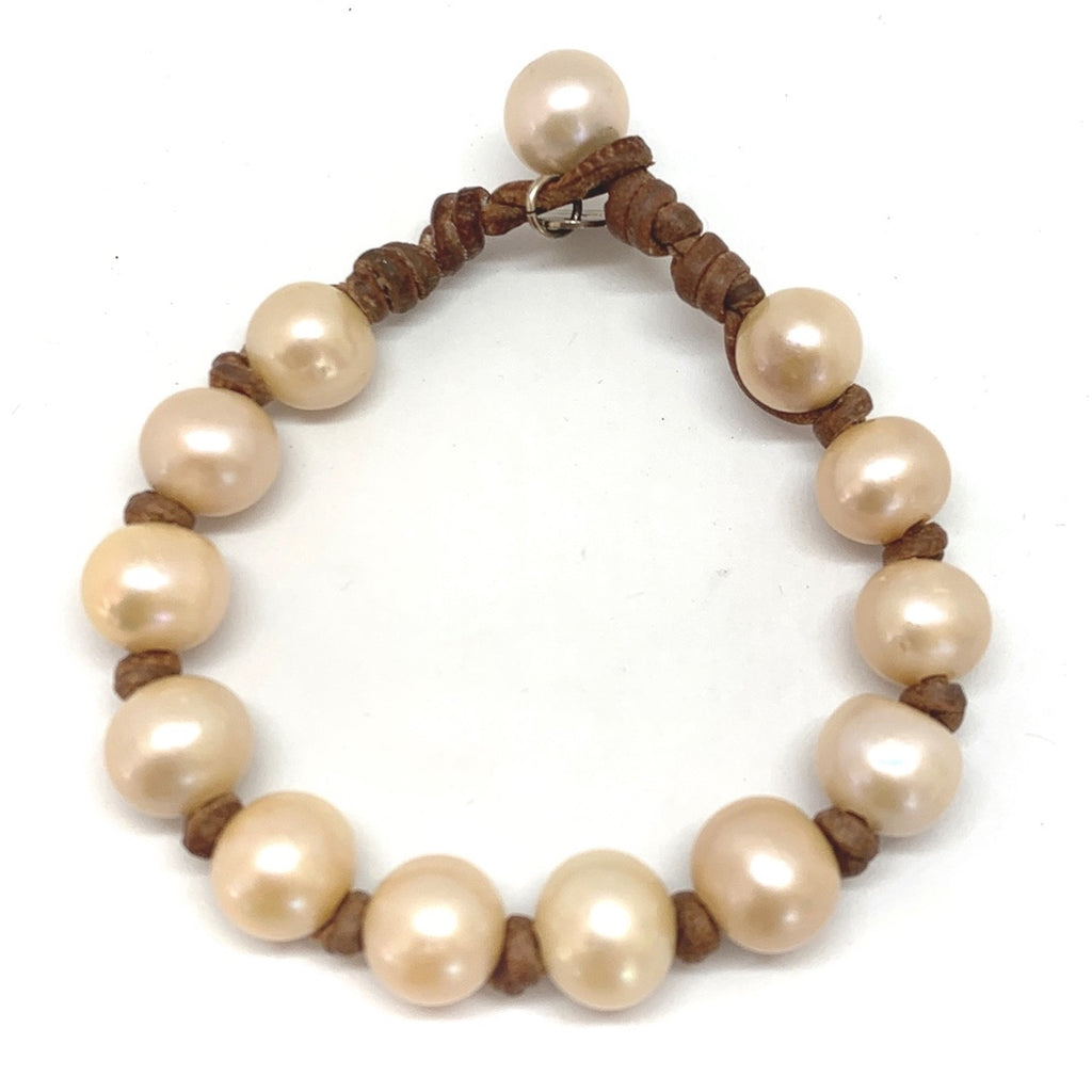 All Around Freshwater Bracelet Blush | Fine Pearls and Leather Jewelry by Designer Wendy Mignot