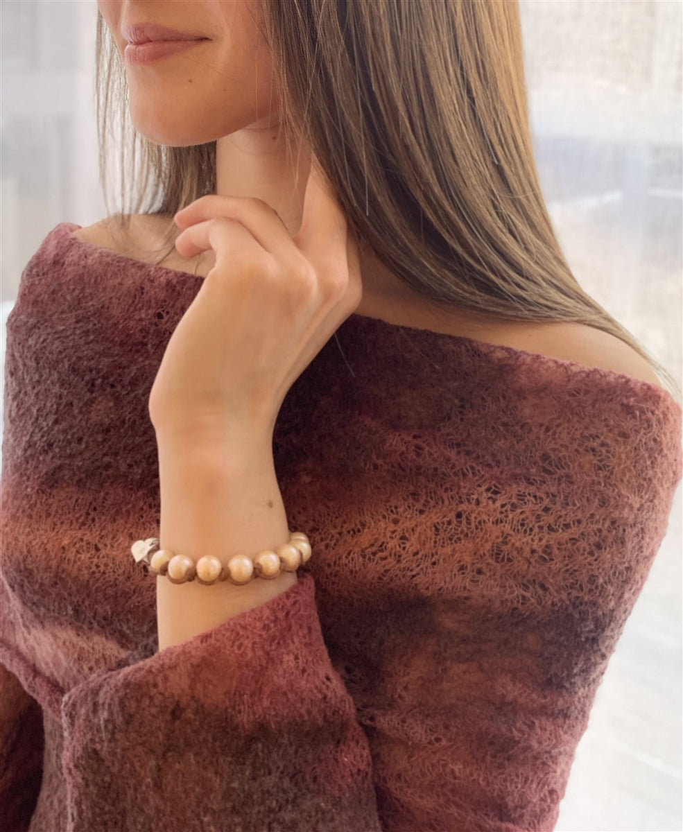Wendy Mignot All Around Freshwater Pearl and Leather Bracelet Blush