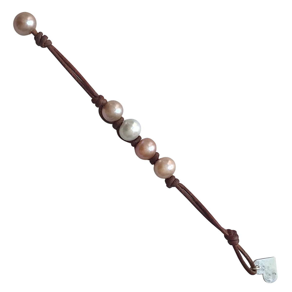 Wendy Mignot Baby Four Pearl Freshwater Pearl and Leather Bracelet Multicolor
